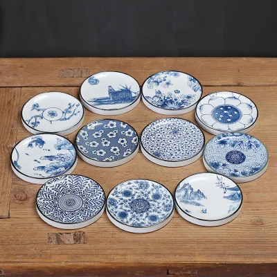 coaster Ceramic Designs Ceramic coaster Cup Blue and White Round Ceramic Stone coaster
