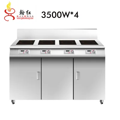 Restaurant 380v Big Power Commercial Freestanding Stainless Steel 3500W 4 Bunrer Electric Induction Cooking Stove Cooker