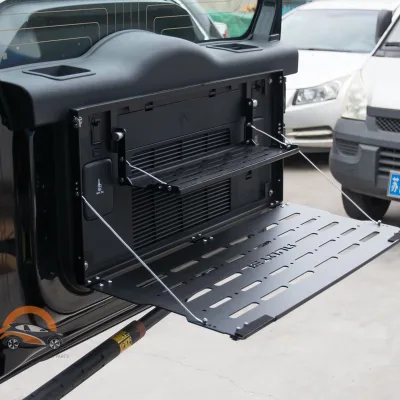 New Offroad T2 Aluminum Black Body Kits Foldable Tailgate Trunk Shelf Storage Rack Back Door Non-Destructive Installation Jetour
