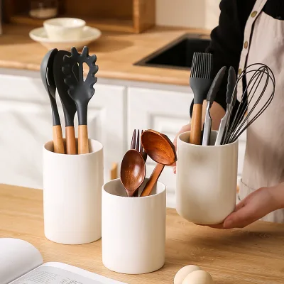 OEM Custom Multi-function Ceramic Utensil Holder Large Capacity Ceramic Kitchen Countertop Storage for Daily Use