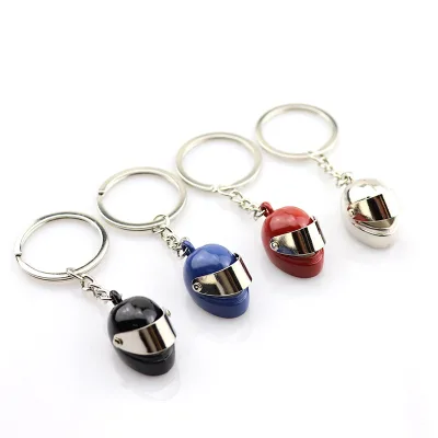 Creative Keychain Motorcycle Helmet Metal Pendant 3D Mini Hard Hat Key Ring Promotion Giveaway