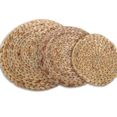 Hot Selling Wholesale Custom Natural Material coaster Vietnam Boho Hand Made Round Water Hyacinth Woven Table Decor Placemats
