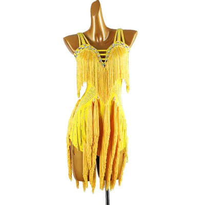 Advanced Latin Dance Dress Performance Costume Fringe Skirt Ballroom Dance Standard Competition Dress Floral Custom