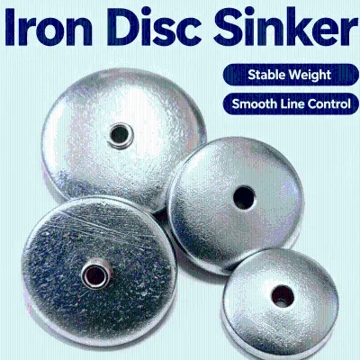 Anti-Rust Galvanized Alloy Cast Iron Disc Sinker Smooth Brass Hole Stable Position Fresh Sea Water Fishing Sinker Factory Supply