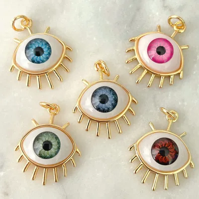 New Design Pave Glass Eye Charm Pendant