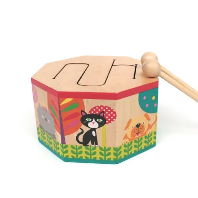 3-tone high, medium and low drum hand drum environmentally friendly wooden octagonal drum percussion instrument