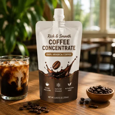 Personalized Kraft Paper Spout Pouch Bag Eco Friendly Reusable Leak Proof for Coffee Juice Sauce Liquid Food Packaging