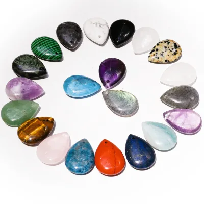 Natural Teardrop Crystal Pendant Necklace, Gemstone Matching Earrings Natural Stones for DIY Jewelry Making Supplies