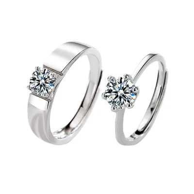 Fashion Jewelry Classic 925 Sterling Silver Ring Couple Rings Zircon Men's Women Love Ring
