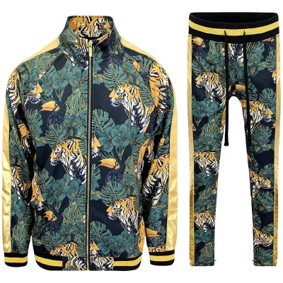 High Quality Vintage Sublimated Polyester Sweat Suit Customized Sublimation Printing Tracksuits