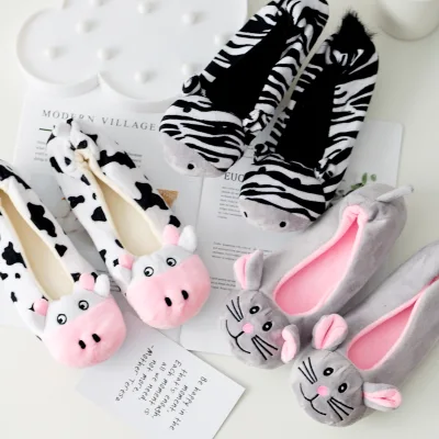 Cow Zebra Mouse Stuffed Animal Slippers Indoor Use Xmas Birthday Gifts