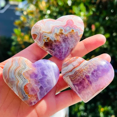 Wholesale High Quality Polished Amethyst Agate Heart Crystal Craft Quartz Crystal Healing Stone for Home Decor
