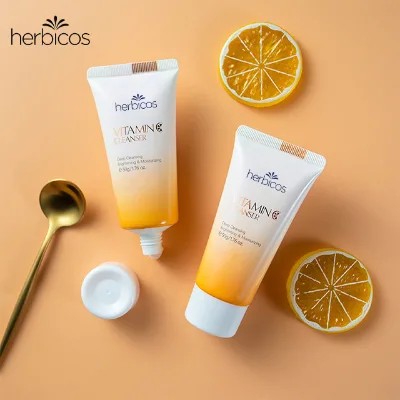 Herbicos OEM Organic Natural Vegan Face Wash Moisturizes Skin Cleans Pores Brightens Vitamin C Cleanser