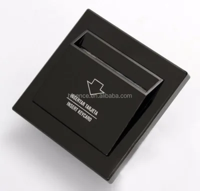 120V AC black color Plat frame 86*86mm hotel energy saving switch with Spanish words printed for any card