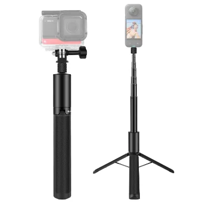 PULUZ 1.22m Retractable Aluminum Alloy Invisible Selfie Stick with Tripod for Insta360 X4 / X3