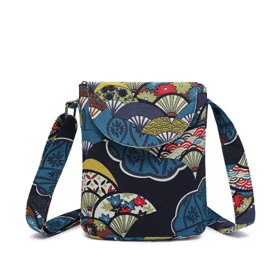 Flap Foldable Ethnic Bohemian Vintage Floral Print Women's Canvas Crossbody Bags