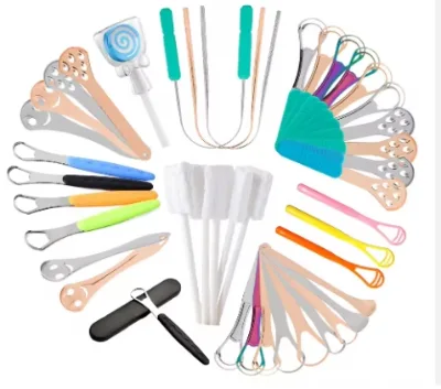 Spot Stainless Steel Tongue Scraper, Tongue Coating Cleaner, Cleaning Brush, Tongue Plate, Oral Care Tool
