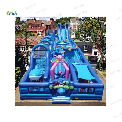 Commercial Outdoor Unisex Inflatable Assault Course Obstacle Challenges Slide on Bounce House with Blower-for Adult Parties