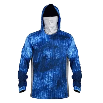 Hot Sale Quick Dry Long Sleeve Breathable Fishing Shirts Upf 50+ Mask Hooded Fishing Hoodie Fishing Wear Lightweight