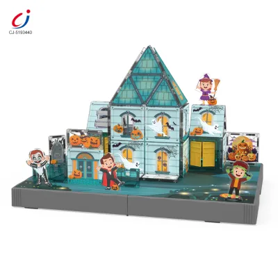 Chengji Halloween Christmas Town House Building Blocks Cartoon Festival Theme House Shape Magnetic Building Blocks Toys