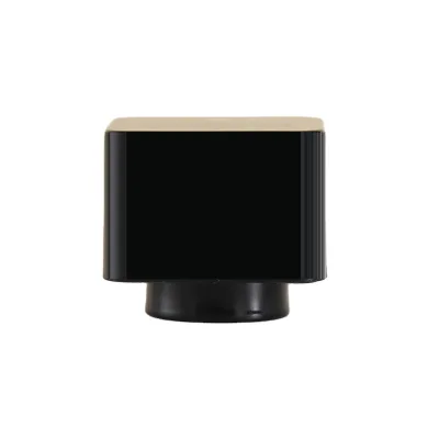 High Grade Simple Plastic Square Shaped Black Shiny Electroplated Finish Perfume Bottle Cap 15Mm