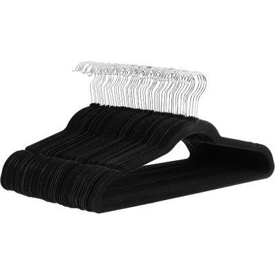 50 Pack -non-slip Household Premium Velvet Hanger  and Seamless Black Suit Hangers Plastic Hanger