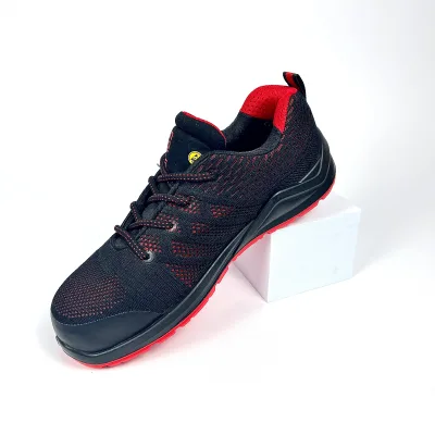 Black Ventilated Safety Shoes with Toe - Slip Resistant Breathable Mesh Work Boots for Landscaping Logistics Hot Environments