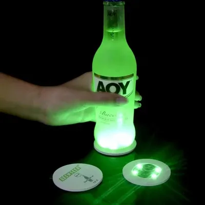 Personalized Logo Bar Accessories LED Sticker Lights Wine Bottle Lights Coaster for Drinks, Wedding