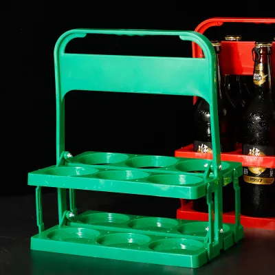 Portable Plastic Foldable Six Pack Bottle Carrier for Beer Beverage Baskets Bottle Wine Carrier
