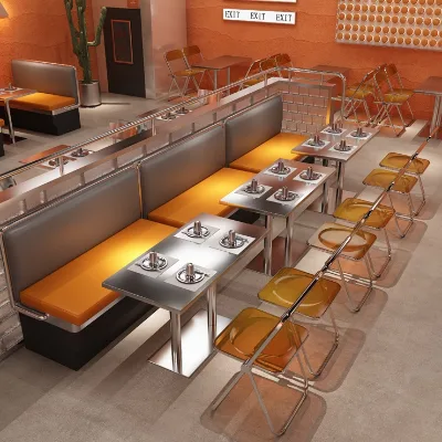 Durable Stainless Steel Square Industrial Restaurant Cafe Booth Seating Commercial Furniture