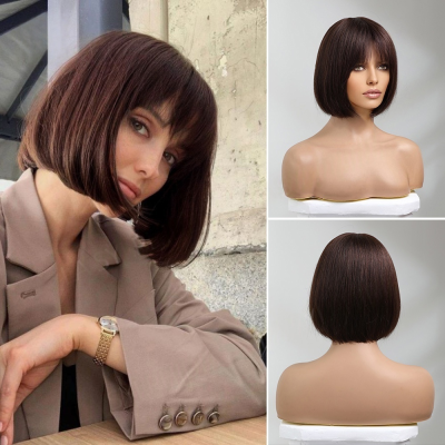 Real Hair Female Short Hair New Fashion BOBO Full Headset Mechanism Wig