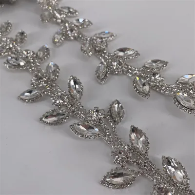 New Arrival Crystal Rhinestone Cup Chain Sew on Glass Rhinestone Trim for Bridal Dress Decoration