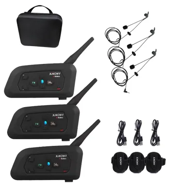 V4C PRO 1200M Motorcycle Helmet Accessories Full Duplex BT Headphone Conference Interphone 3 Users Football Referee Intercom