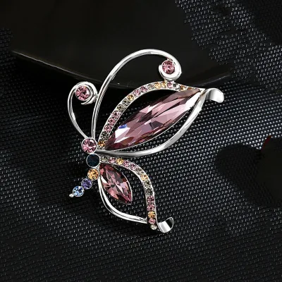 Vintage butterfly Crystal Brooch Pin Full Rhinestone Blue purple Crystal Buckle Brooch High-end Corsage Personalized Accessories