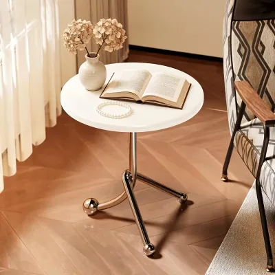 Modern Iron Frame Round Coffee Table Spacious Top Ergonomic Legs Durable Hotel Living Room Bedroom Home Office Easy Assembly