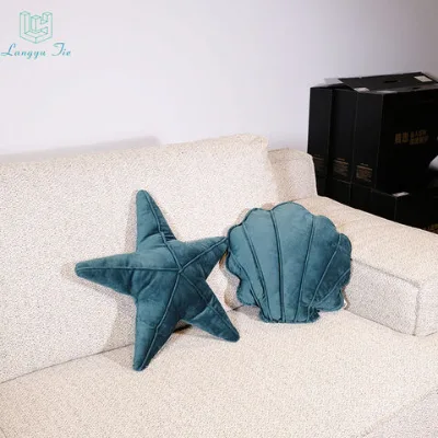 Wholesale Langyu special-shaped cushions Dutch velvet starfish shell throw pillow Sofa cushion Shell Customizable throw pillows