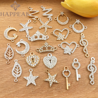 HAPPEAK Fast Dispatch Stainless Steel Jewelry Charms Crown Diamond Charms for Necklace