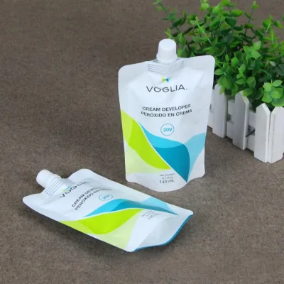 Custom Skincare Spout Pouch for 140ml Cream Storage Moisture Proof Liquid Standing Packaging Bag with Spout