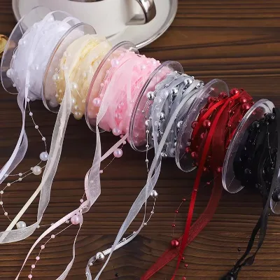 Pearl Yarn Ribbon Hand Knitting Beads, Floral Wrapping Material, DIY Craft Accessories for Flower Shop Gardening Decoration