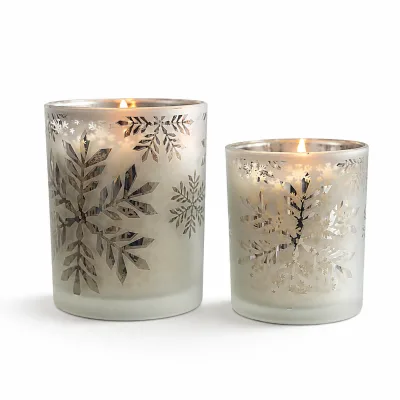 Christmas-themed Snowflake Colored Glass Candle with Home Decoration Christmas Halloween Holiday Candles