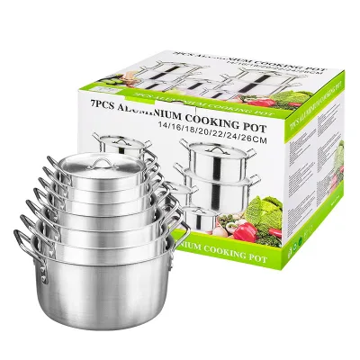 Export to Africa 7-Piece Aluminum Cookware Set with Soup Pot Modern Minimalism Design Gas Stove Applicable China Origin