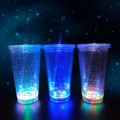 Colorful Glowing LED Light Beer Wine Glasses Flashing Led Cup Wedding Graduation Ramadan School Thanksgiving Battery Made PP