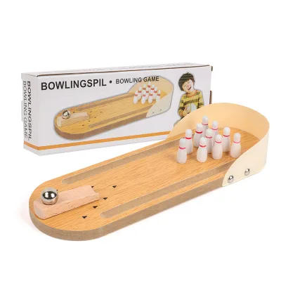 Children's Educational Wooden Toy Mini Bowling Ball for Infants and Toddlers, Parent-child Interactive Desktop Rolling Game