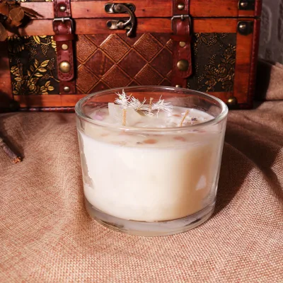 Handmade Clear Glass Jar Dried Flower Soy Wax Aromatherapy Candle-Luxurious Home Decor Gift for Diwali Christmas 60 Hours Burn