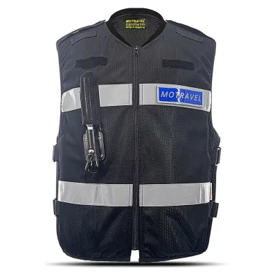HuanQiu Air Bag Mesh Airbag Men Motorcycle Reflective Vest Black