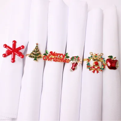 New Christmas Gift Dining Table Decoration Napkin Holder Christmas Tree Fawn Garland Snowflake Napkin Ring Wedding Party
