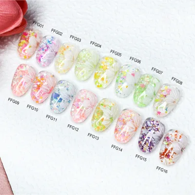 Factory Supply Nail Art Kit Colorful Gel Polish Set with Sequin Glitter and LED Lamp Bottle Packed