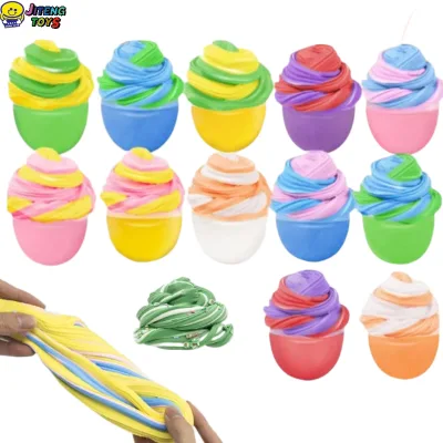 JITENG Wholesale Easter Eggs with Educational Crystal Slime DIY Toys Plastic Clay Puff Fluffy Slime for Modeling