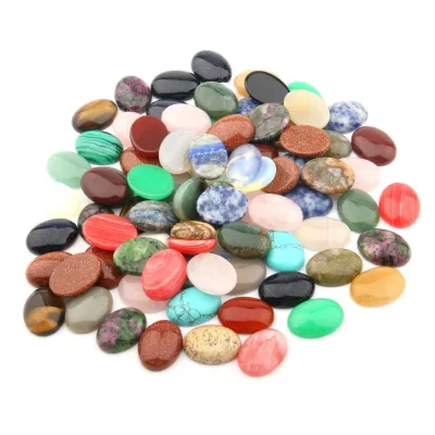 JOYA GIFT Natural Stone Gem Oval Ring Face Loose Beads Flat Bottom Egg Patch DIY Bracelet Accessories