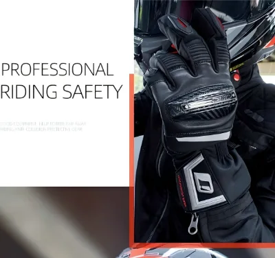 Professional 3M Insulated Leather Windproof Motorcycle Gloves Full Finger Touchscreen Compatible Carbon Knuckle Guard Outdoor